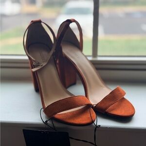 Suede Rust Block Heel NWT